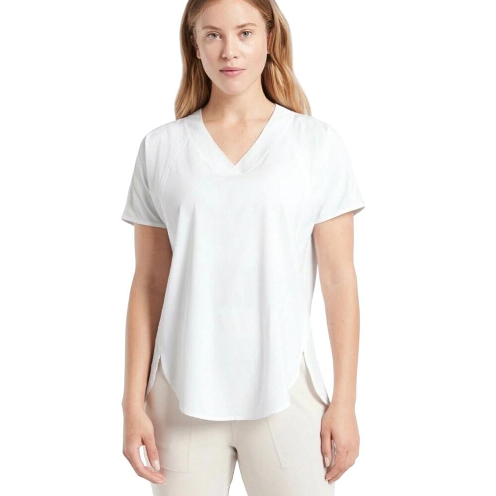 Athleta Zephyr V-neck‎ Tee in white womens size medium